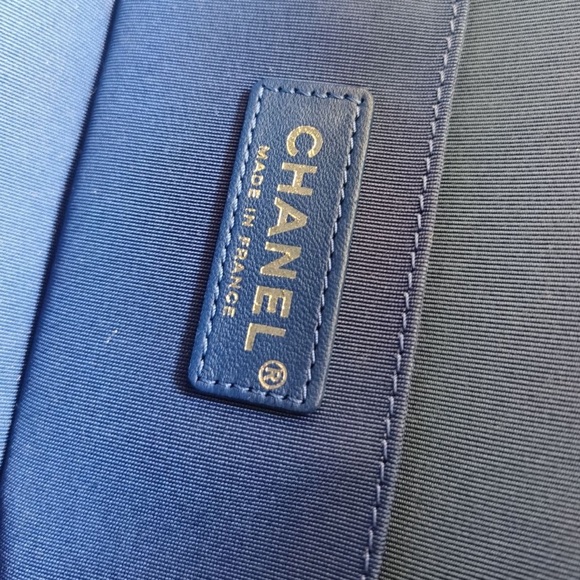 Chanel Vanity Case Navy White Quilted Crumpled Calfskin Bag - Picture 7 of 8